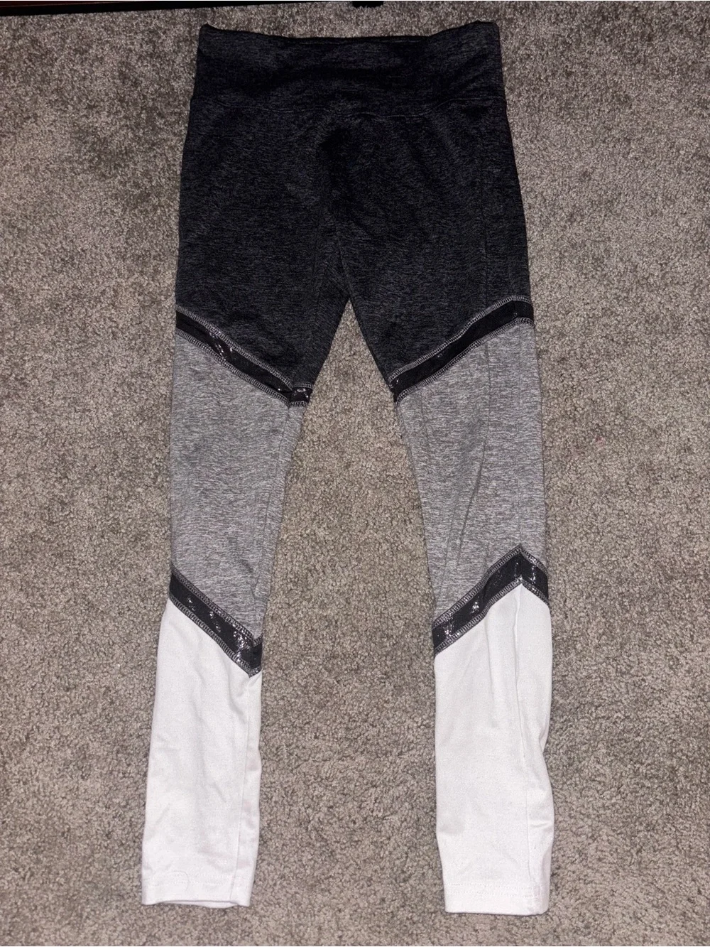 Justice Girls' Black, Gray & White Colorblock Performance Leggings